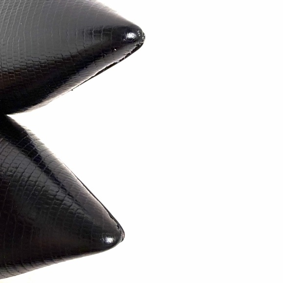 Club Monaco Black Leather Mules Slip On Embossed Crocodile Heels Size 39.5 Italy - Picture 11 of 12